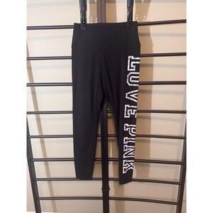 Victoria's Secret PINK Yoga Pants Women's Black & White Love Pink‎ Activewear M